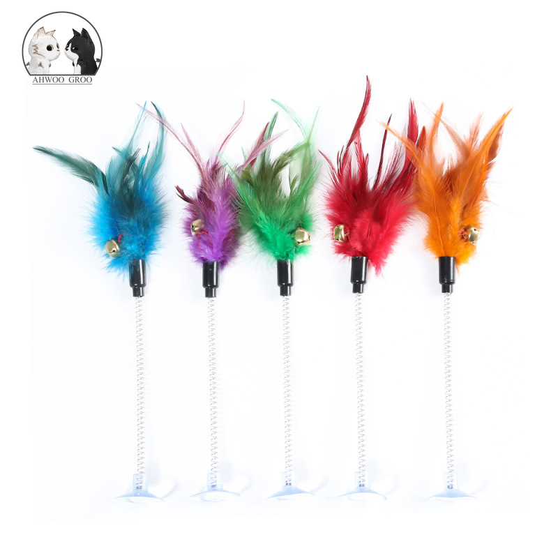

Cats Kitten Elastic Feather False Mouse Spring Bottom Sucker Toys Funny Cat Interactive Toys for Cat Playing Pets Toy Training