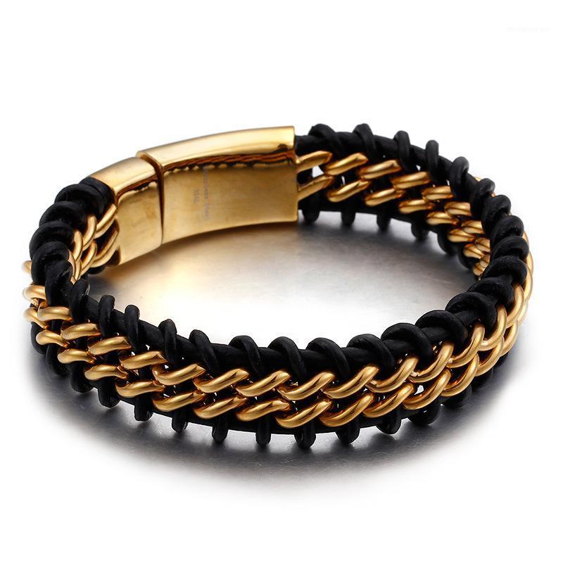 

Titanium Steel Braided Simple Bracelet Men Ornament Stainless Steel Classic Leather Geometric Charm Bracelets1