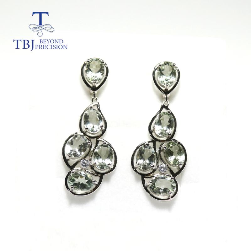 

Tbj 15ct green amethyst gemstone big party clasp earring party 925 sterling luxury jewelry anniversay wedding gift for women
