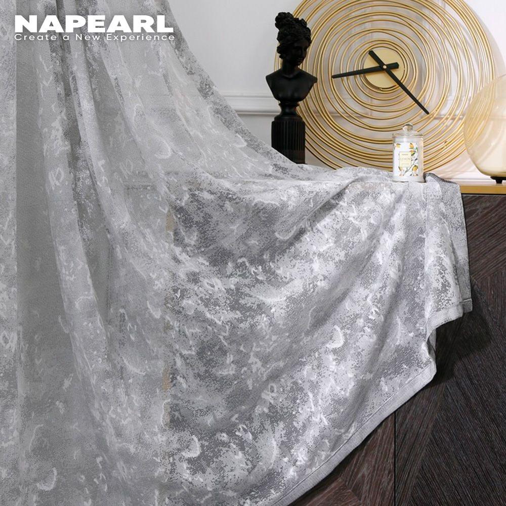 

NAPEARL European Design Jacquard Tulle Living Room Curtains Home Decoration Supplies for Window Treatment, Grey