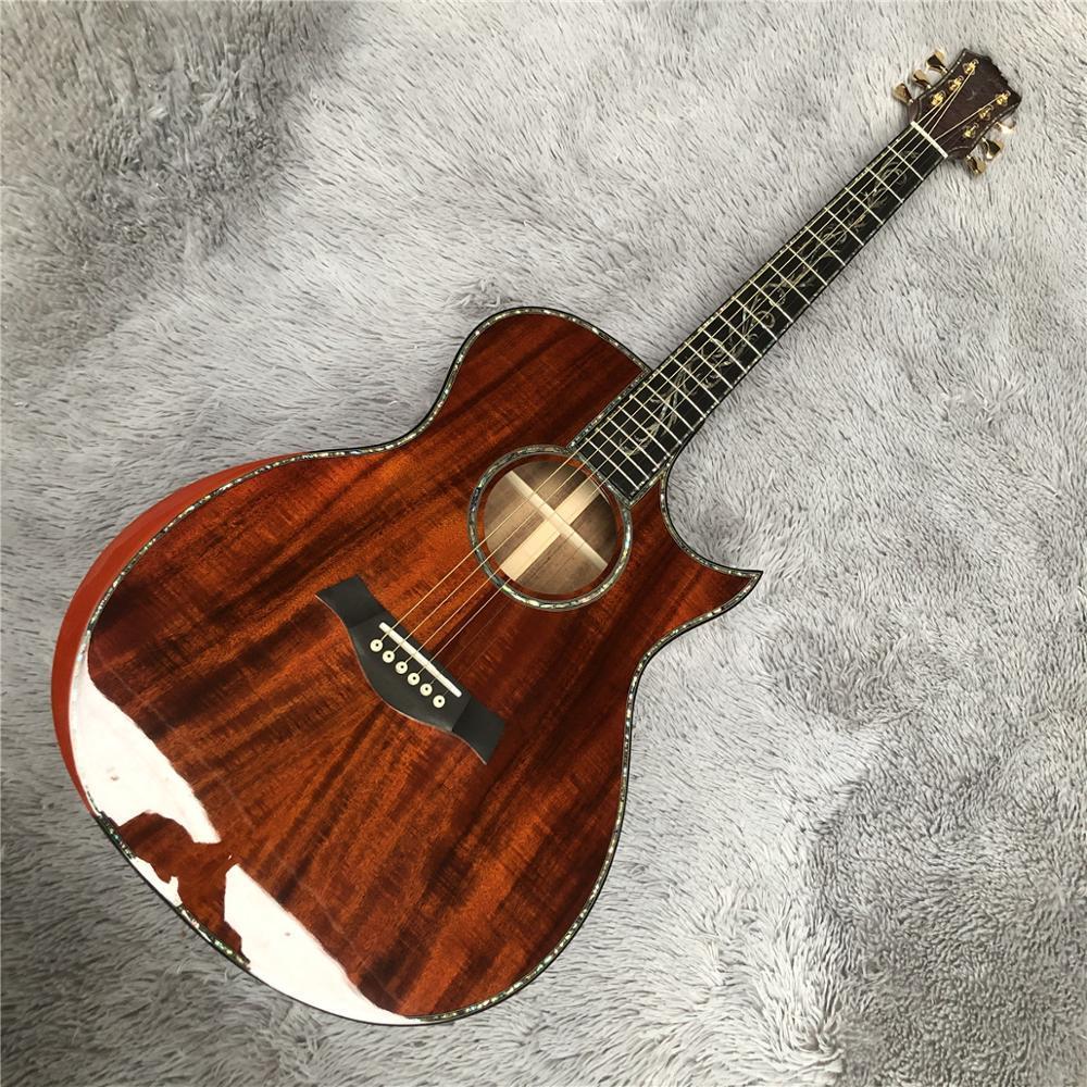 

Custom factory direct sale Taylor SP14 full Koa acoustic guitar, inlaid abalone real ebony fingerboard,