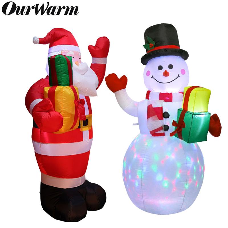 

OurWarm Christmas Inflatable Greeting Snowman Santa Claus 5ft Giant Inflatable Blow Up Toy Garden Yard Decoration With LED Light