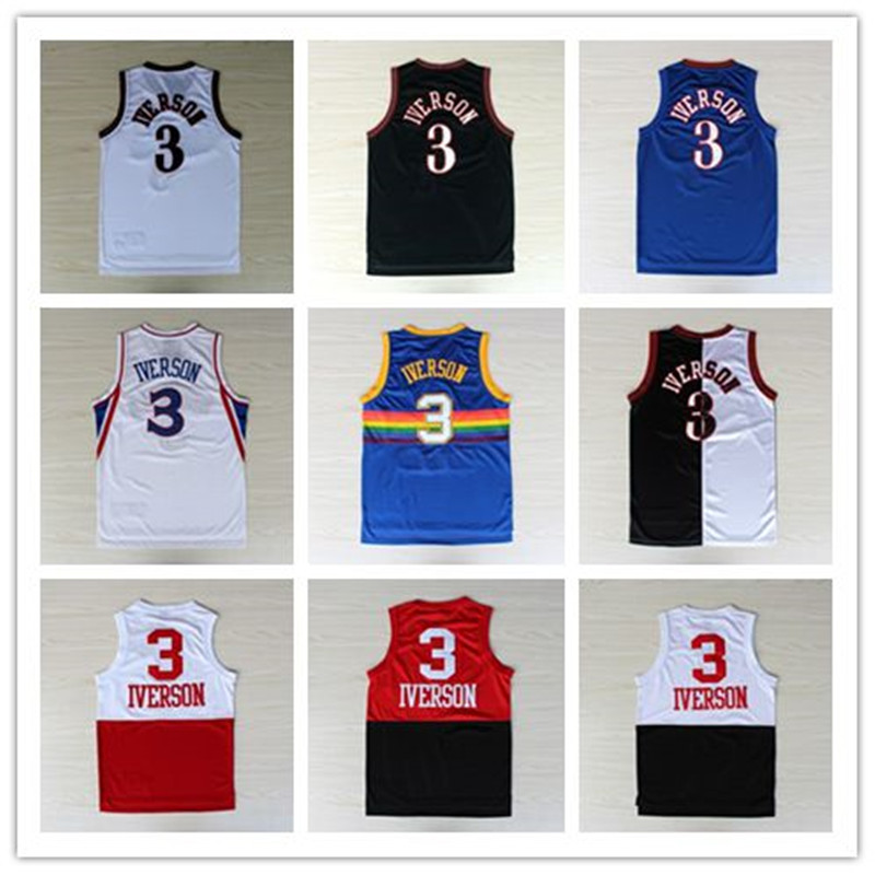 

Allen 3 Iverson Jerseys Top Quality Cheap Georgetown Hoyas Allen 3 Iverson Basketball Jerrsey College University Shirts Mens Stitched S-XXL, Black;red