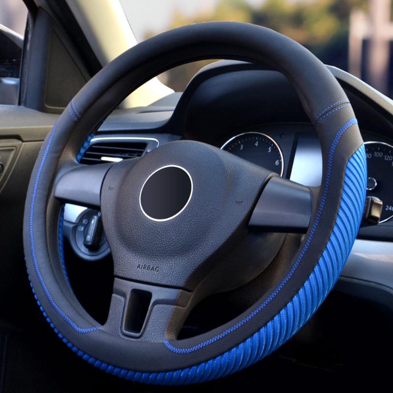 

GLCC Universal 38cm Ice Silk Car Steering Wheel Cover Anti-slip Sports Steering Wheel Cover Car Interior Accessoreis