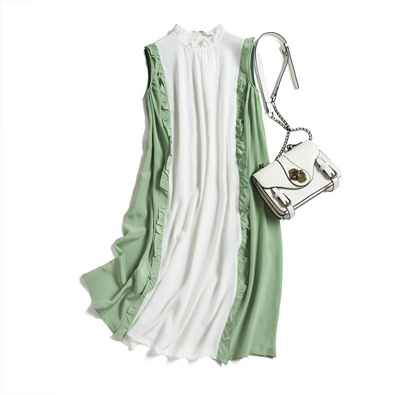 

2020 Faerie New French Agaric Edge Matching Sleeve Design A3779 Silk Dress H441, See chart