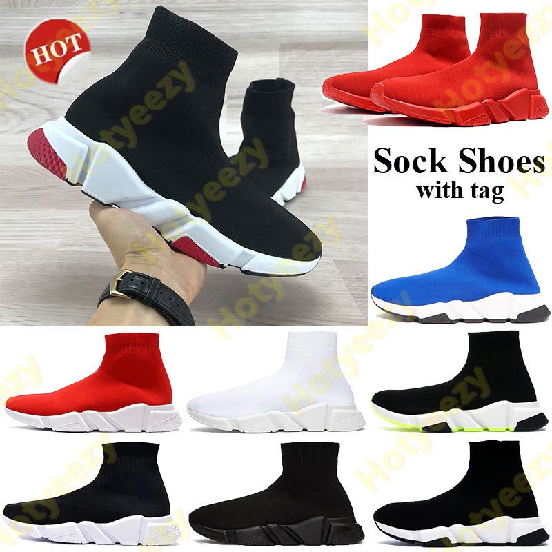 

2021 Paris Sock Shoes Men Women Sneakers triple black 2019 black red white green royal yellow fluo oreo Clear Trainers Running shoes tag, 12.bubble wrap