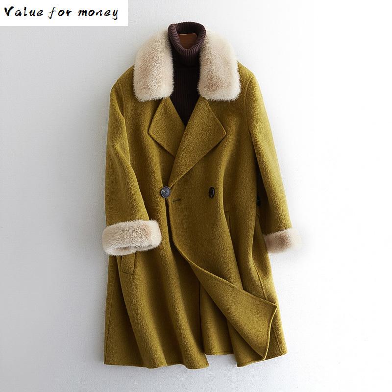 

Fur Real Coat Female 20% Alpaca 80% Wool Jacket Autumn Winter Women Clothes 2021 Korean Vintage Tops Manteau Femme ZT4499, Mituo