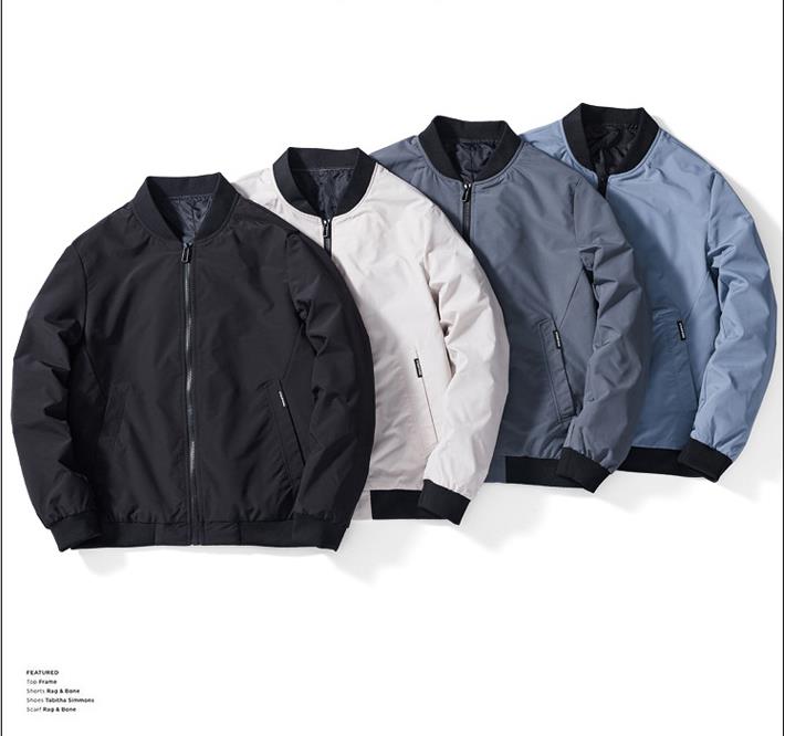 

Solid color flight jacket men's 2020 autumn and winter wear new slim stand-up collar baseball uniform men's jacket men's jacket