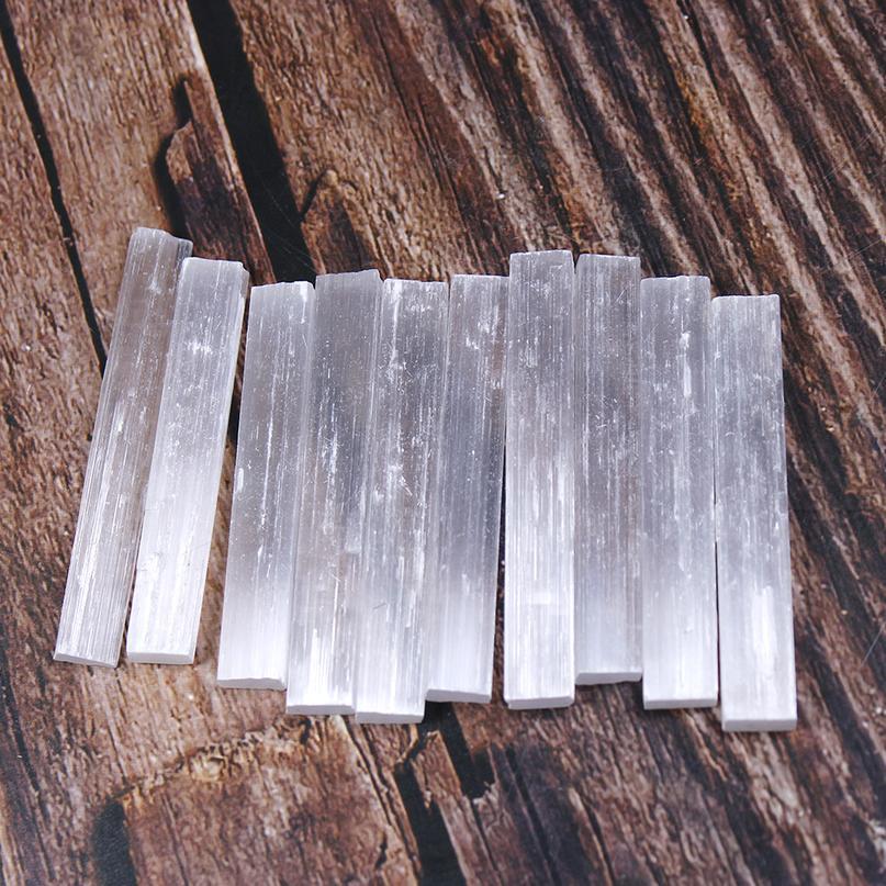 

Runyangshi 10pcs Natural Selenite Crystal Stick Chips Gypsum White Quartz Rough Minerals Specimen Point Heali qylIeD