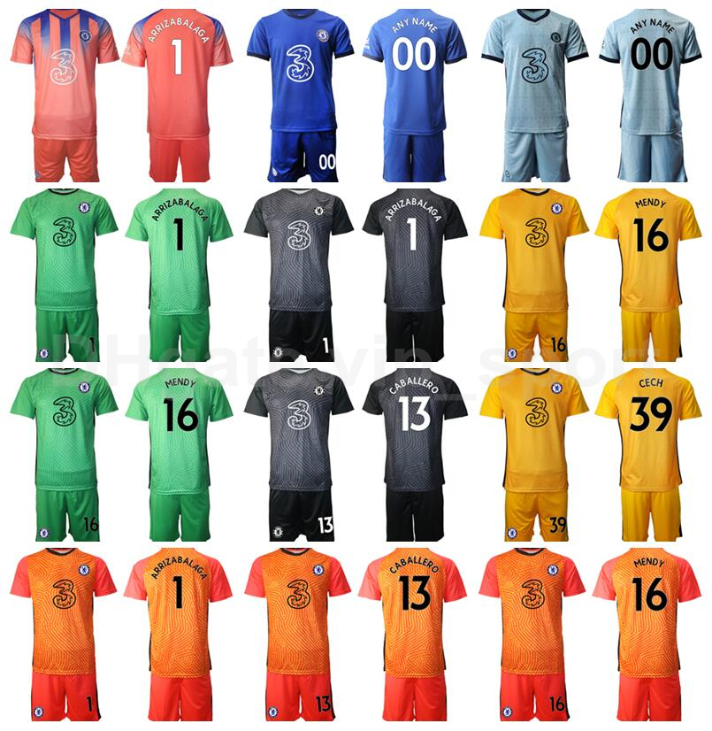 

2020 Goalie 13 Willy Caballero Goalkeeper GK Soccer Jersey Set Men 31 Robert Green 1 Kepa Arrizabalaga Football Shirt Kits Uniform Q-E-X, Blue