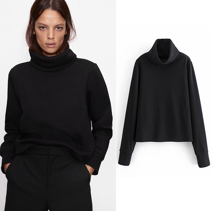

2021 New Women Autumn Winter Sweatshirt Turtleneck Veet Sportswear Long Sleeve Pullover Solid Thick Ladies Fashion Outerwear Two Colors 96dq