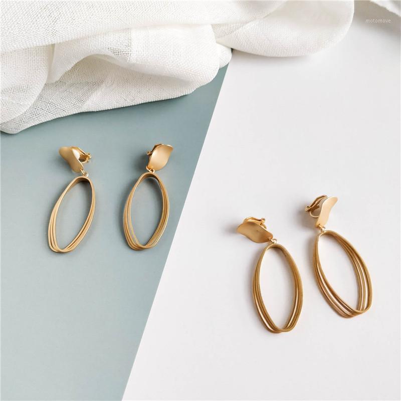 

Simple Geometric Hollow Matte Gold Drop Earrings for Women Fashion Korean Multi-layer Oval Wild Pandent Earring Bar Jewelry1