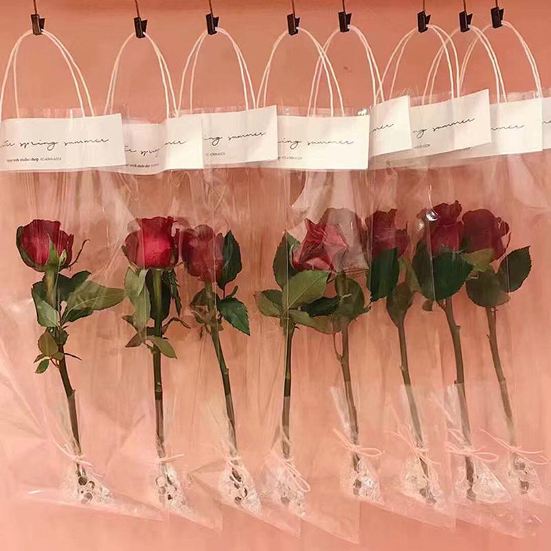 

Rose Tote Bag Transparent Gift Bags Wedding Party Decoration Can Hang Hard Girlfriend Flower Boxes 3 size