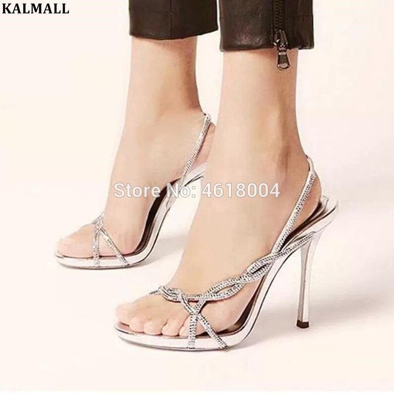 

KALMALL Gladiator Crystal Strap Sandals Wedding Dress High Heels Women Party Sandalias Sexy Cross Stilettos Prom Sandle1, Black 10 cm heel