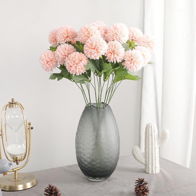 

2 Heads Artificial Dandelion Flower Silk Hyacinth Flower Wedding Decoration for Home Party Decorations Ball Chrysanthemum 1Pcs1, 002