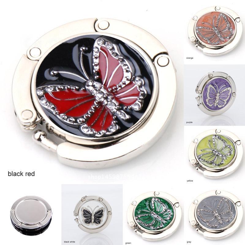 

1Pcs Crystal Alloy hanging hook Round Metal Hanger Holder Folding butterflies Pattern Table decor Hook Handbag backpack1