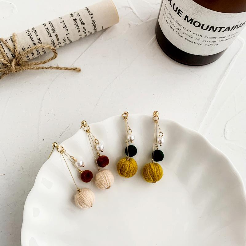 

Orgin Summer Delicate Winter Circle Plush Tassel Earrings for Women Unique Design Pearl Dangle Earrings Everyday Jewelry Hot