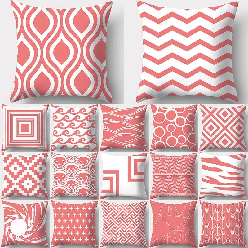 

Light Coral Red Geometric Pattern Decorative Pillowcase Polyester Cushion Cover Throw Pillow Sofa Decoration Pillowcover 40926, 2-40926-002