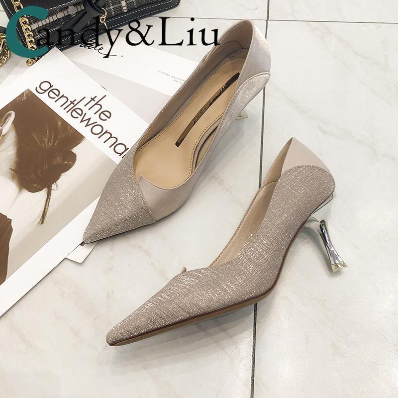 

Party Shoes Women's Crystal Shoes Crystal Bridal Princess White Wedding Cat Heel Pointed Shallow Mouth1, Pink