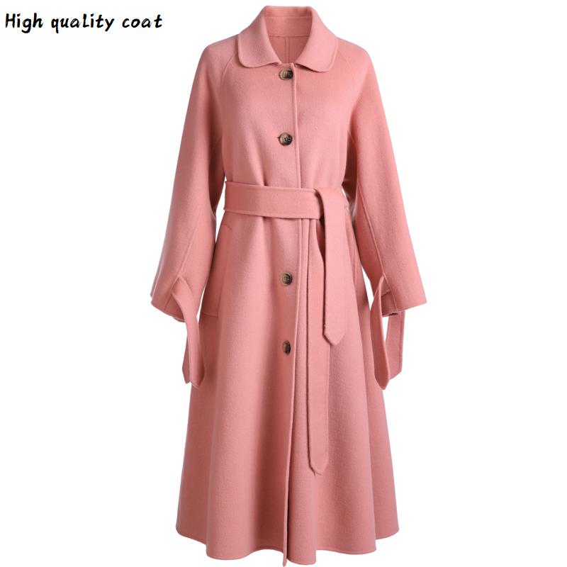 

Wool Pink 100% Elegant Ladies Coat Female Winter Autumn Manteau Femme Hiver 2020 Korean Long Woolen Jacket Women Blend Coats 698, Beige