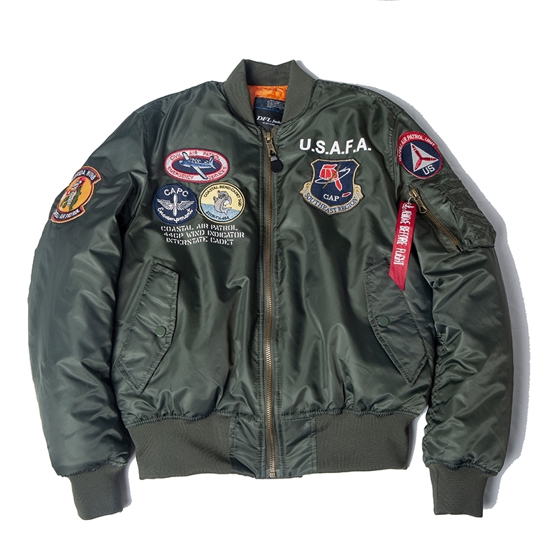 

A/W USAFA vintage pilot bomber flight jacket us air force top gun men clothes brands winter army USN MA1 USMC embroidery 201028, Black