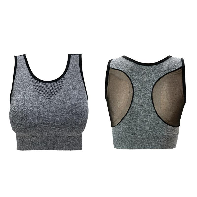 

High Stretch Breathable Sports Bra shockproof Top Fitness Women Padded For Running Yoga Gym Seamless Crop Bra Sport 2020 New, Black and grey