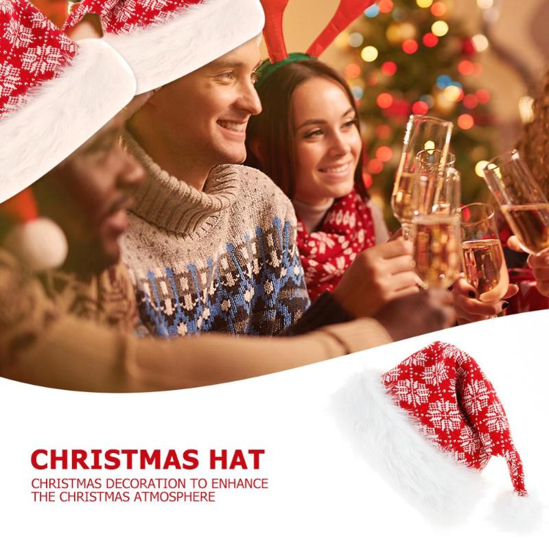 

Santa Claus Hat Fashion Christmas Plush Hats Festival Knitted Cap Home Ornament Warm Caps Xmas Decoration New Year Decorations