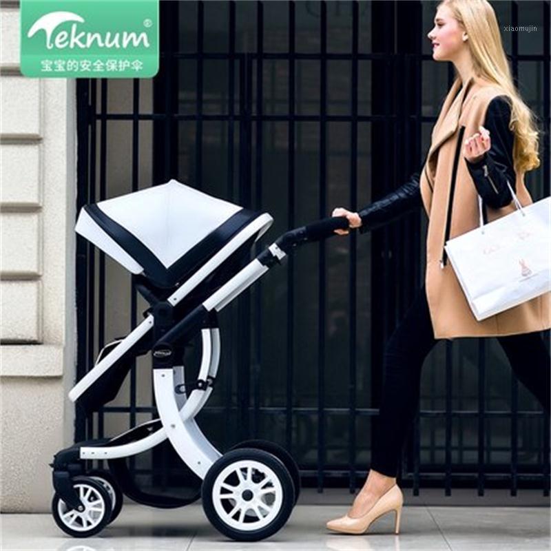 

Teknum 2 in 1 Baby stroller 55cm High landscape stroller PU Leather Hood X design newborn carriage send gifts free shipping1