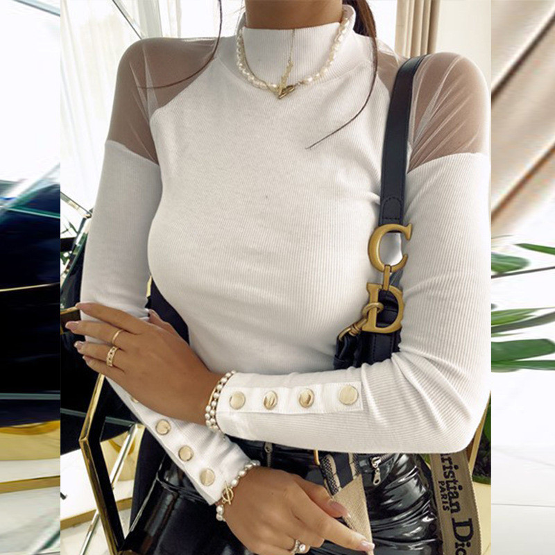 

Elegant Crew Neck Women Spring Shirts Spring Solid Color Long Sleeve Slim Blouse Top Sexy Patchwork Long Sleeve Shirt Streetwear NBEY