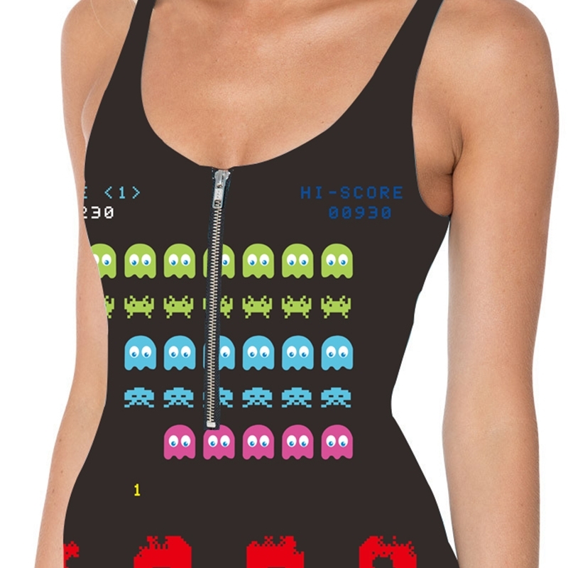 

New Cartoon 3D Swimsuit Digital Printed Colorful Women Triangle Bathing Suits With Zipper 3 Patterns S To 3XL Y200824, Purple