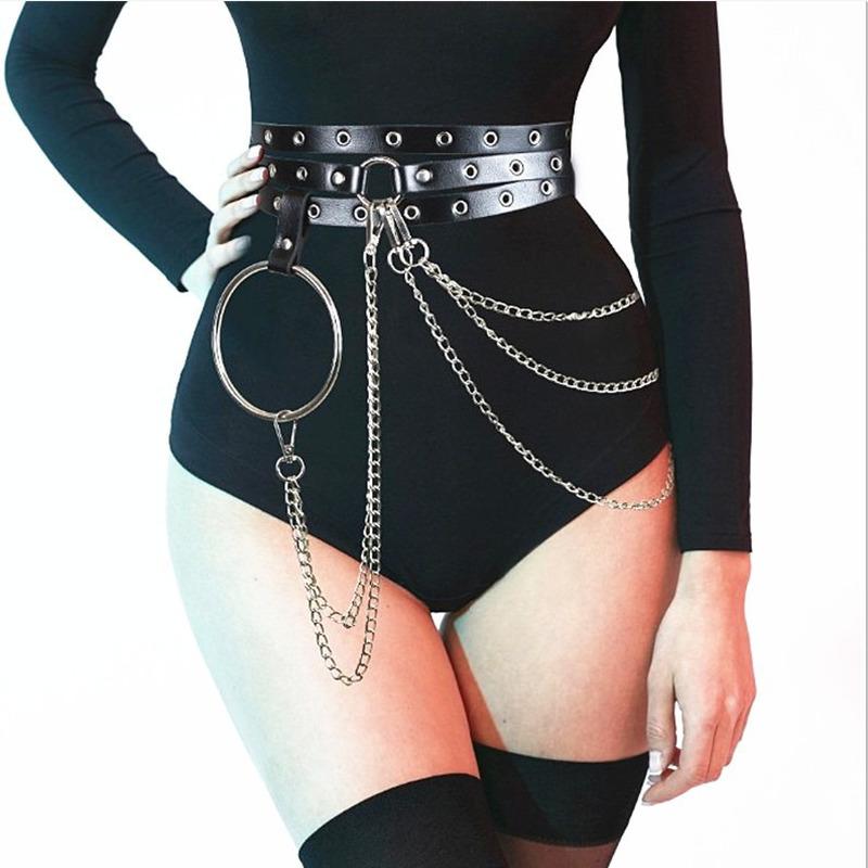 

Belts 2021 Fashion Leather Ladies Strap Garter Women O-Ring Solid Metal Leisure Jeans Chain Buckle Designer High Quality, Black