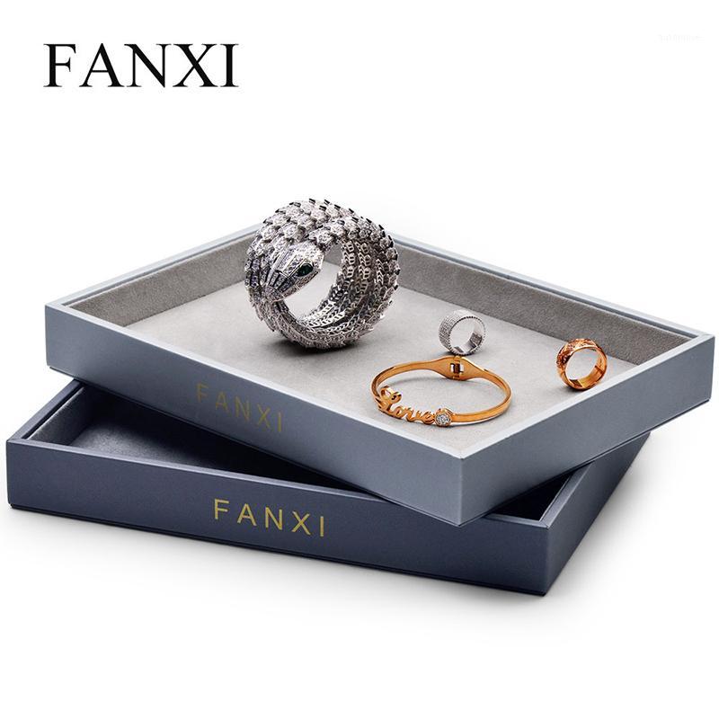 

Fanxi Jewelry Tray Blue Ring Necklace Display Tray Leather Jewelry Display Rack with Microfiber Bracelet Stand New1