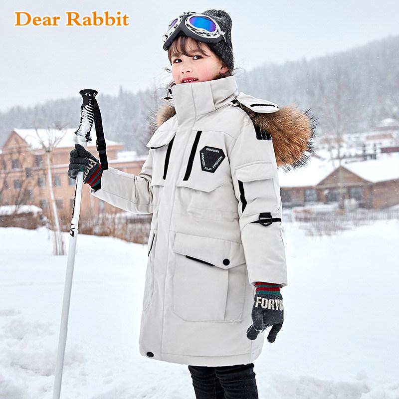 

2020 New Children's Winter White duck Down Jacket for Baby girls Clothes Parka boys Coats Ski suit Thick Fur Kids Snowsuit 5-16Y, Wine red