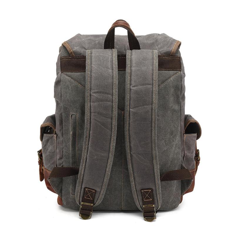 

Outdoor Climbing Bag Cotton Vintage Waterproof Backpack Traveling Backpack Large Capacity Durable 15" Rivets Bookbag, Green