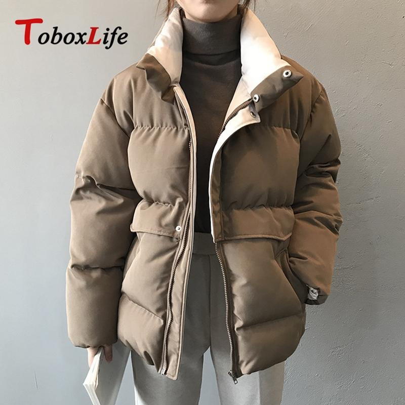 

Tobolife Winter Coat Women's Jacket Padded Warm Winter Parkas Jacket For Woman Coat Female Parkas Clothing Black Casual 2020, White