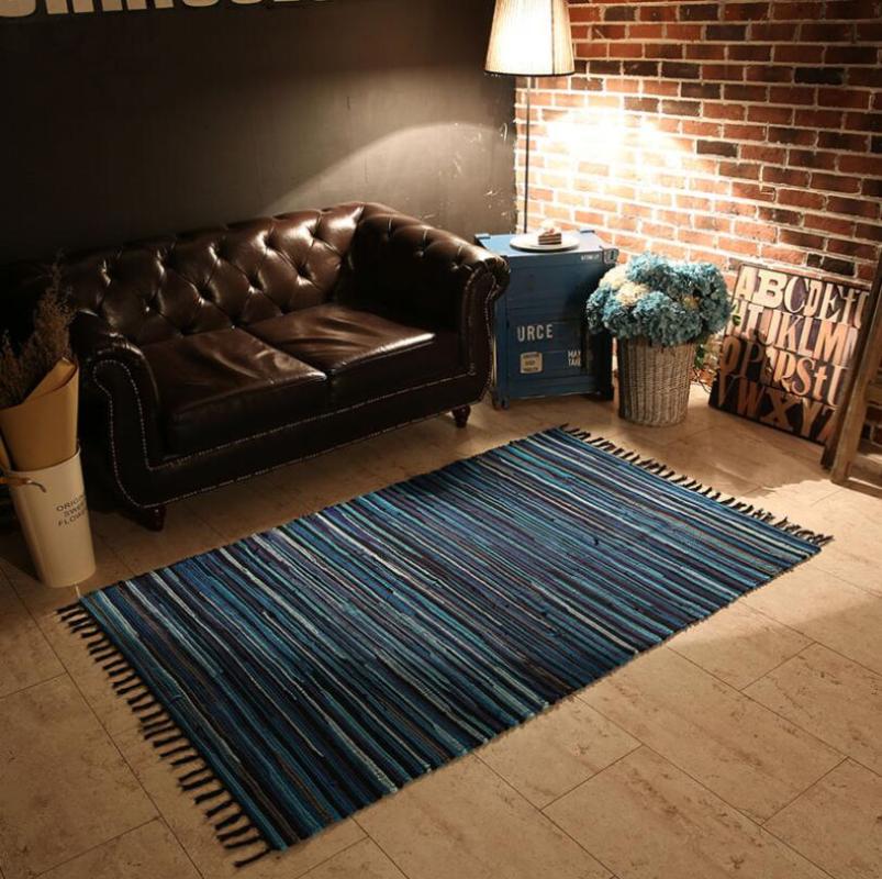 

New Nordic and Japanese style Cotton Linen Kitchen Mats Bedroom Doormat Absorbent Rug Hand-woven Tassel Carpet Bohemia Mat