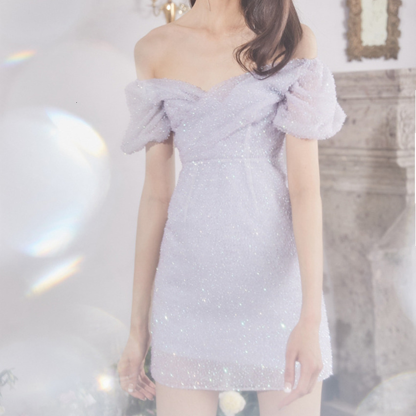 

Women Clue Luxury Designer Slippers Two Ways Dress Sexy with Garnish v Out of the Shoulder Dressed in Elegant Women' Party Yge5, Lavender