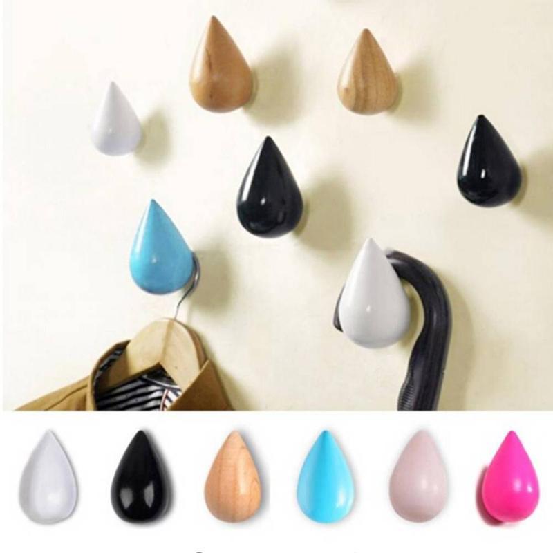 

Water Drop Shape Coat Hook Wood Resin Wall Hanger Bathroom Door Coat Cap Hook Racks Holder for Hanging Room Ornament Hot1