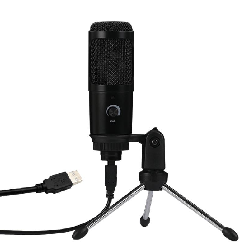 

USB Microphone PC condenser Microphone Vocals Recording Studio with Clip Tripod Plug Video Skype Chatting Game