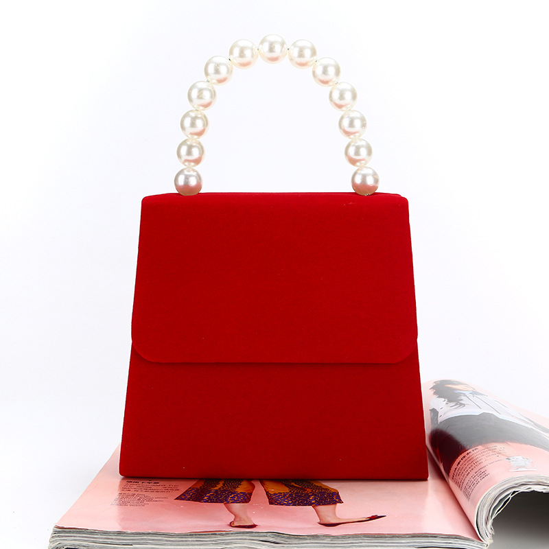 New velvet Dinner Bags Handmade evening bag pearl handbag