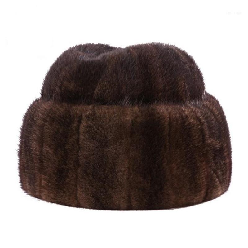 

Thick Warm Winter hat Men Real Russian Bomber Hats Outdoor Male Windproof Snow Ski Cap for Dad H521