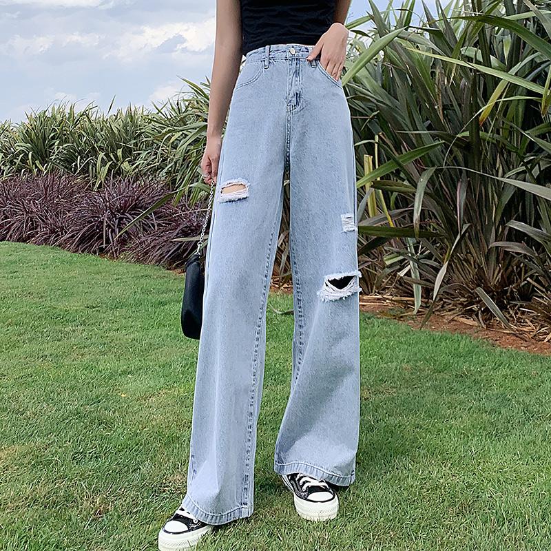 

Jeans Femme 2020 Nouveau Baggy Pants Women Ripped Jeans Straight Cut Pantalones Anchos Para Mujer Pantalon Femme Jean Hot, Light-colored jeans