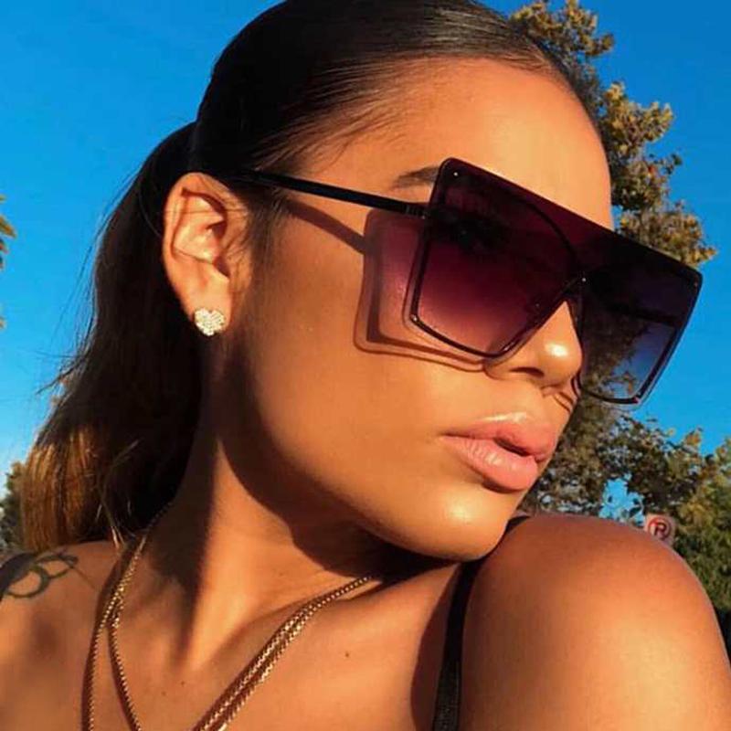 

Sunglasses Italian Luxury Gradient Women 2021 Trendy Brand One Piece Sun Glasses Rimless Oversized Frame Female Shades UV400