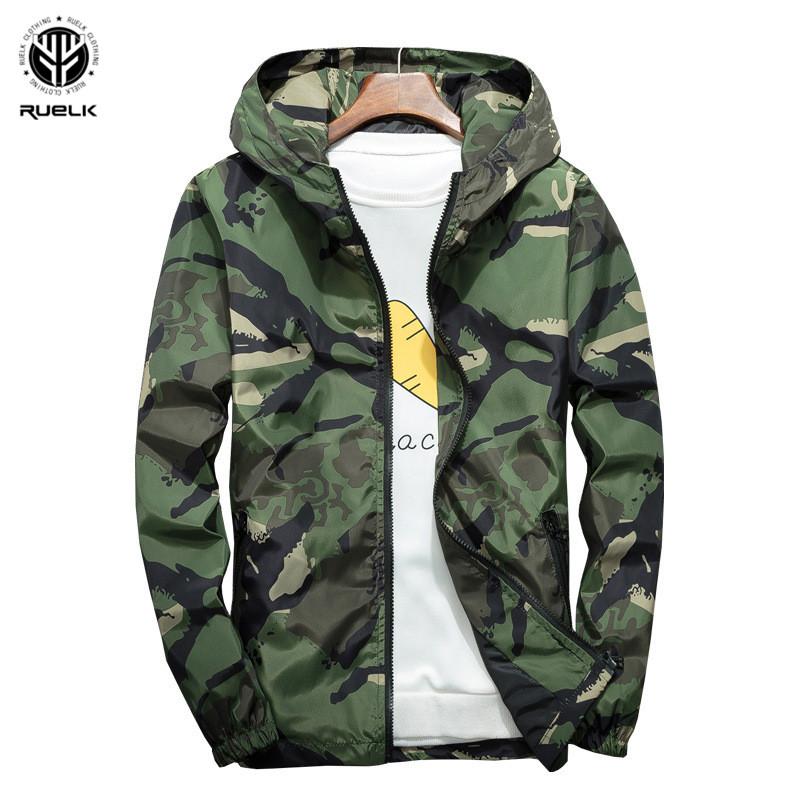 

RUELK 2020 Spring And Autumn Men's Camouflage Trend Casual Hooded Jacket Men's Fashion Coat Camouflage Trench Coat -4XL, Blue