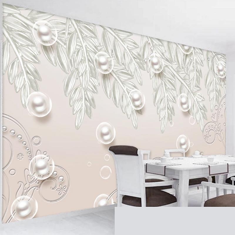 

Custom Photo Wallpaper 3D Stereo Luxury Silver Leaf Pattern Ball Jewelry Background Wall Mural Living Room TV Papel De Parede 3D1, As pic