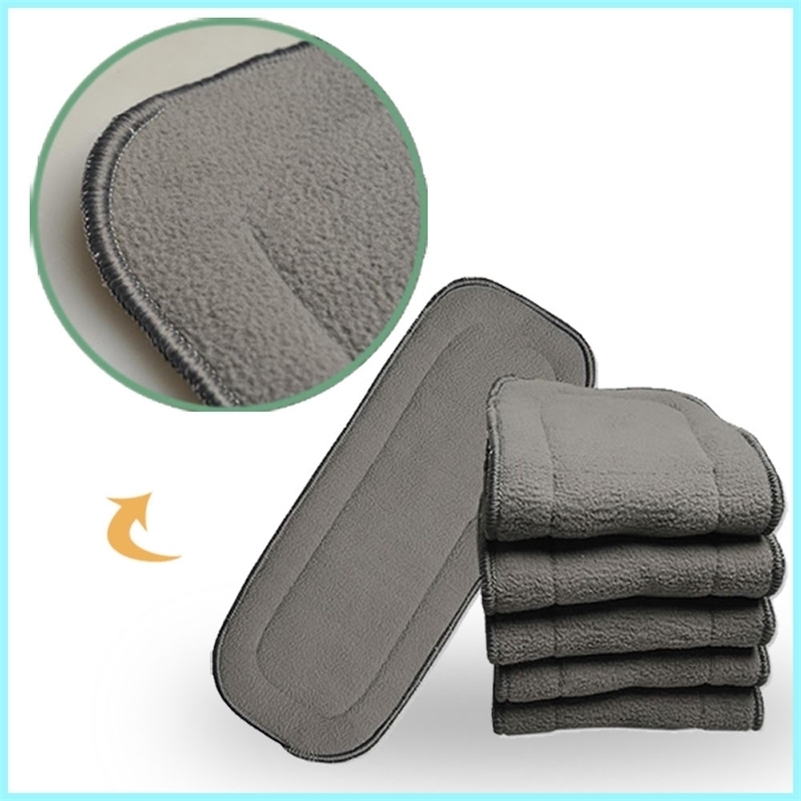 

Wholesale Price 200pcs Bamboo Charcoal Inserts Reusable Liners For Pocket Cloth Diapers Absrobent Pads 5-layers Day and Night 201117, Clear