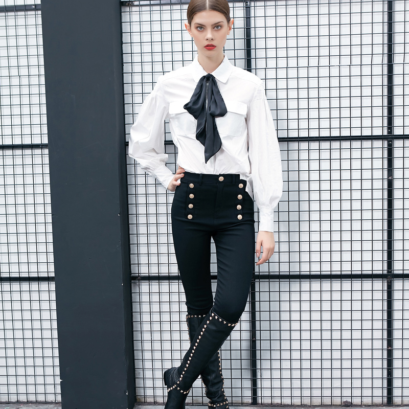 

2021 New street wear elastic classic military legging pencil thin Gothic capris fashion women's pants 71GK, Black