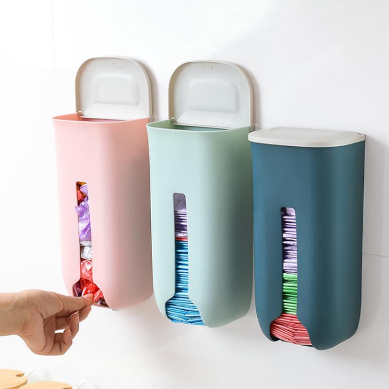 

Plastic Bag Dispenser Wall Mounted Grocery Garbage Trash Bag Organizer for Home Kitchen B881