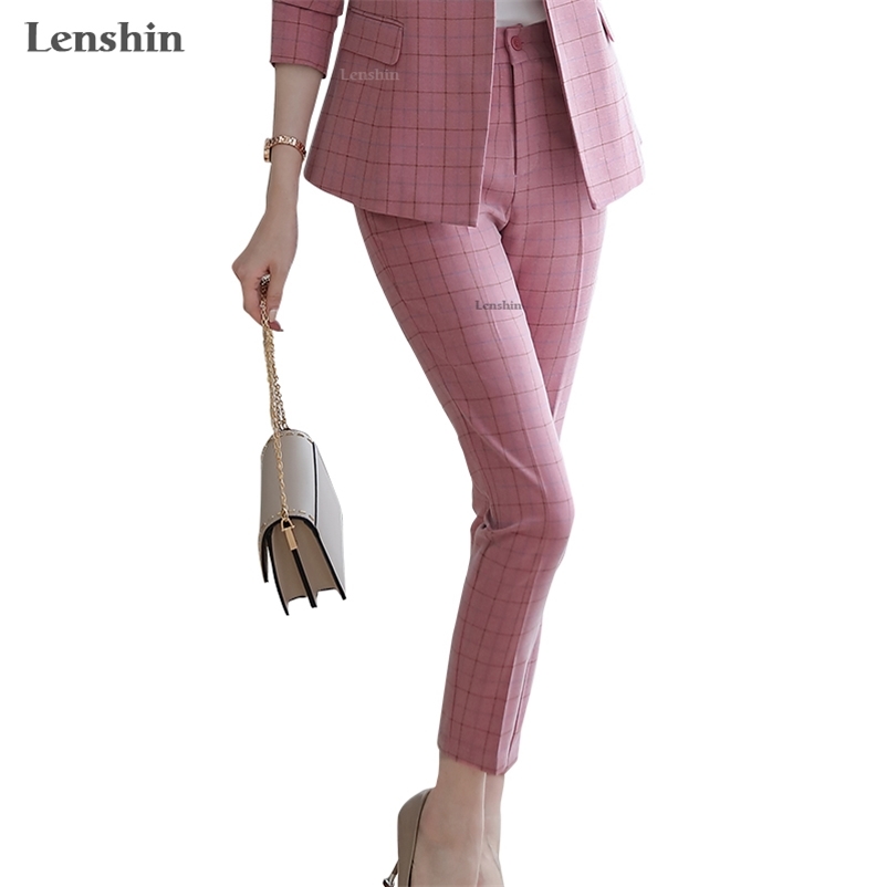 

Plaid Pants with Pocket Fashion Style Ankle-Length Pencil Trousers Women Casual Women Elegant Office Lady 201228, Coffee pant