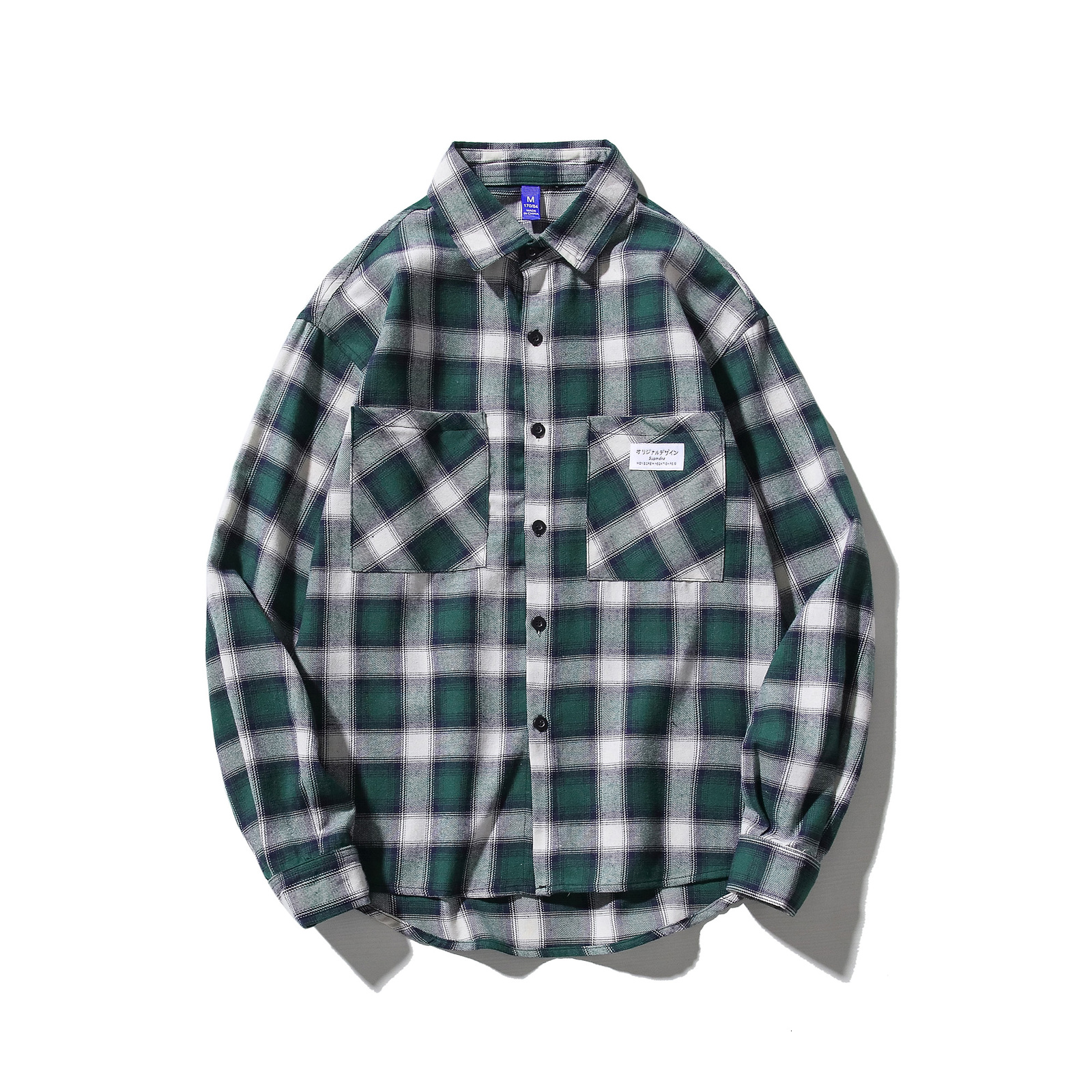 

Brand 2021 Spring Autumn Long Sleeves New Flannel Collar Korea Style Shirt for Men's Plaid Harajuku Clothing Jst5, C775 d